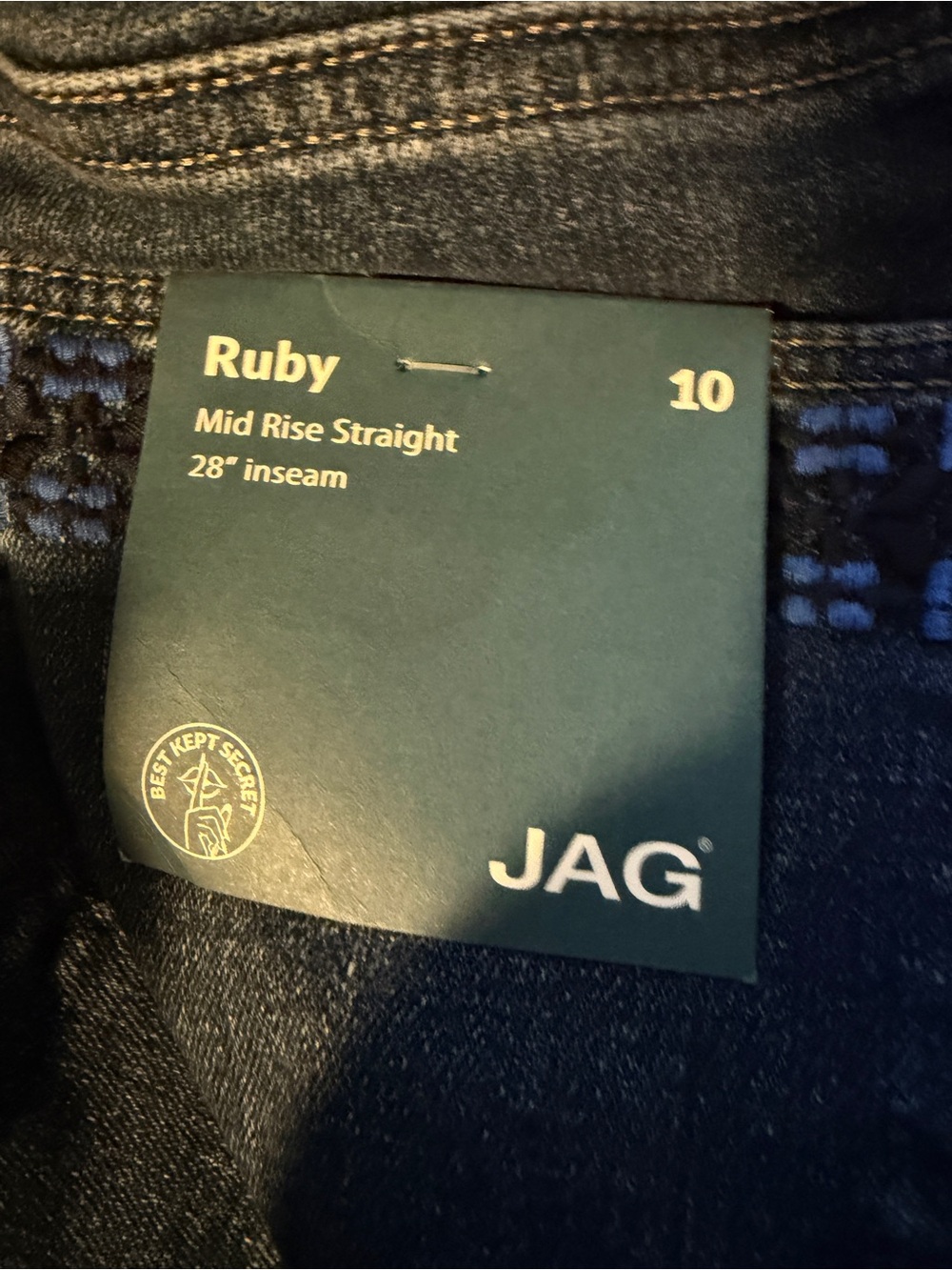 ✨ Jag Women’s Mid Rise Ruby Straight Pocket Embroidery 10 Night Owl NWT - Picture 4 of 8